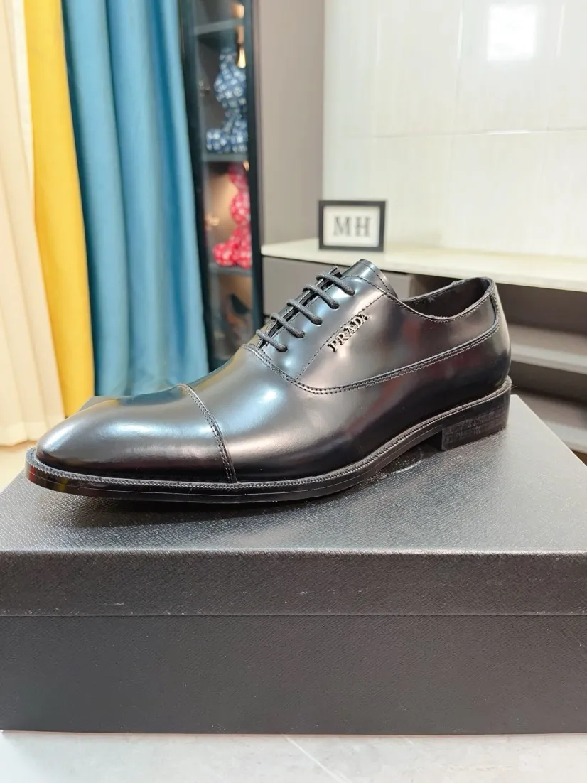 Men's shoes 💰540🌹🌹【PRADA Leather Shoes】Top purchasing agent Original imported Italian custom cowhide leather surface, fully imported water-dyed breathable cowhide lining, original factory special molded sole super comfortable, size: 38-44
